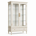 Klassischer Vitrinenschrank aus Holzwerkstoff und Glas, Weiß/Gold, 105 × 42 × 185 cm