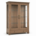 Vitrine mit Glastüren und Schublade, 110 × 42 × 190 cm, Braun, Messingfarben und Transparent