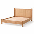 Doppelbettgestell 160 × 200 cm aus Holz, Naturbraun, mit Rattangeflecht und Lattenrost