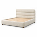 Polsterbett mit Bouclé-Bezug in Creme, Holzlattenrost, 220 × 180 × 110 cm, Liegefläche 160 × 200 cm