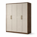 Moderner viertüriger Kleiderschrank aus Holzwerkstoff, Braun/Beige, 180 × 55 × 220 cm