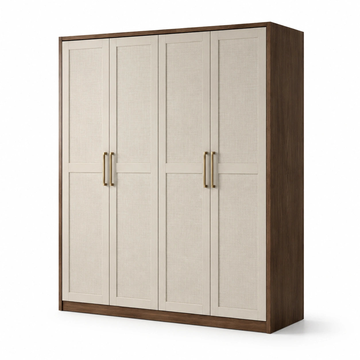 Moderner viertüriger Kleiderschrank aus Holzwerkstoff, Braun/Beige, 180 × 55 × 220 cm