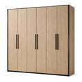 Kleiderschrank mit 6 Drehtüren, 270 × 60 × 220 cm, Holzwerkstoff und Metall, Eichefarben/Schwarz