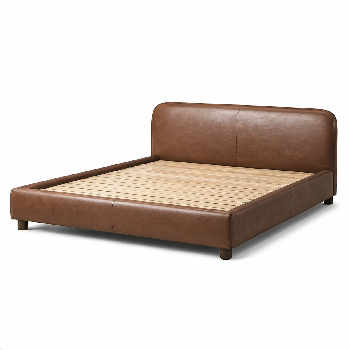 Modernes Polsterbett in Braun, Liegefläche 180 × 200 cm, Gesamtmaß 218 × 190 × 94 cm, mit Holzlattenrost