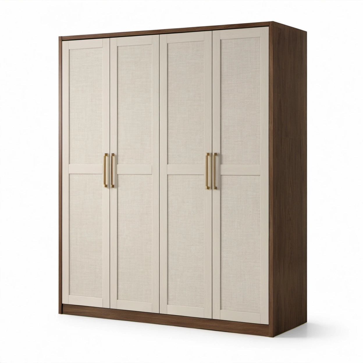 Moderner viertüriger Kleiderschrank aus Holzwerkstoff, Braun/Beige, 180 × 55 × 220 cm